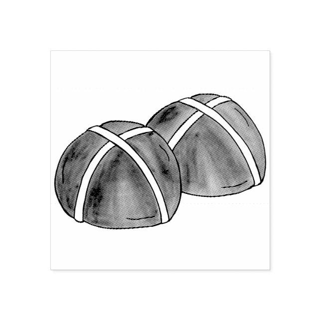 Carimbo De Borracha Hot Cross Buns British Comida Baery Bakery (Impressão)