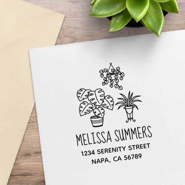 Carimbo De Borracha Houseplants Hobby Address (Criador carregado)