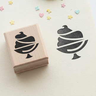 Carimbo De Borracha Ice Cream Mini Wooden Art Stamp