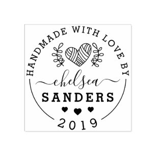 Carimbo De Borracha Identificado Manualmente Com Rótulo De Artesanato