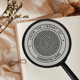 Carimbo De Borracha Ilusão Óptica Lúcida da Biblioteca do Livro