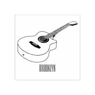 Carimbo De Borracha Ilustração acústica de desenho animado