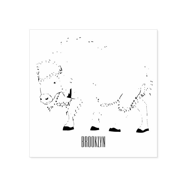 Carimbo De Borracha Ilustração de desenho animado Bison (Impressão)