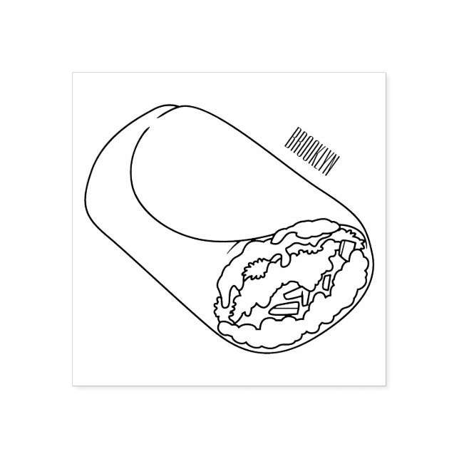 Carimbo De Borracha Ilustração de desenho animado burrito (Impressão)