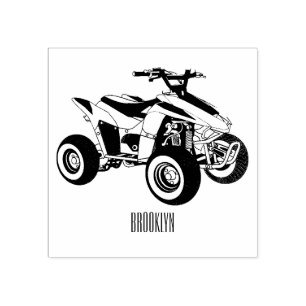 Carimbo De Borracha Ilustração de desenho animado de bicicleta atv