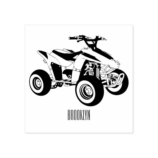 Carimbo De Borracha Ilustração de desenho animado de bicicleta atv (Impressão)