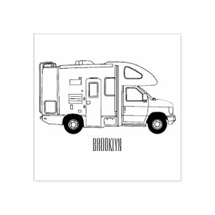 Carimbo De Borracha Ilustração de desenho animado de Campervan
