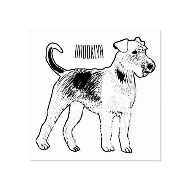 Carimbo De Borracha Ilustração de desenho animado de cão Airedale terr (Impressão)