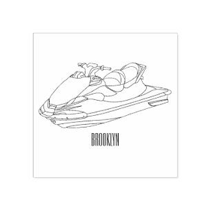 Carimbo De Borracha Ilustração de desenho animado de esqui jet