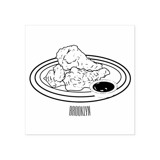 Carimbo De Borracha Ilustração de desenho animado de frango desidratad (Impressão)