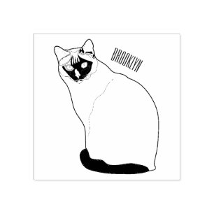 Carimbo De Borracha Ilustração de desenho animado de gato siamês
