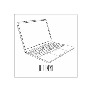 Carimbo De Borracha ilustração de desenho animado de laptop