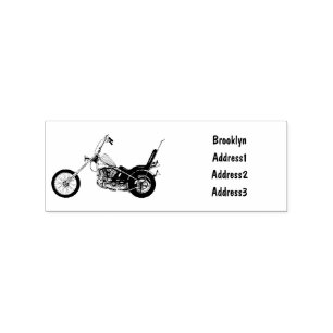 Carimbo De Borracha Ilustração de desenho animado de motocicleta Chopp