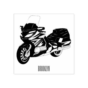 Carimbo De Borracha Ilustração de desenho animado de motocicleta em tu