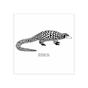 Carimbo De Borracha Ilustração de desenho animado de pangolim de cauda
