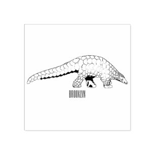 Carimbo De Borracha Ilustração de desenho animado de Pangolin