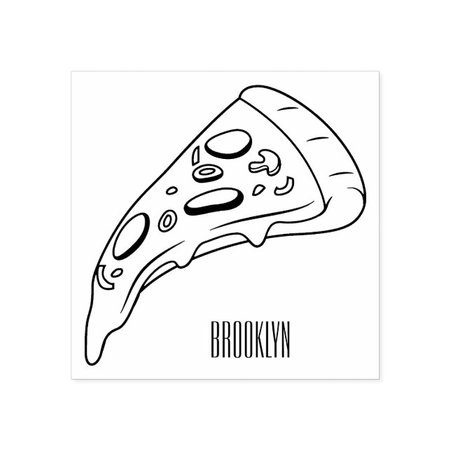 Carimbo De Borracha Ilustração de desenho animado de pizza (Impressão)