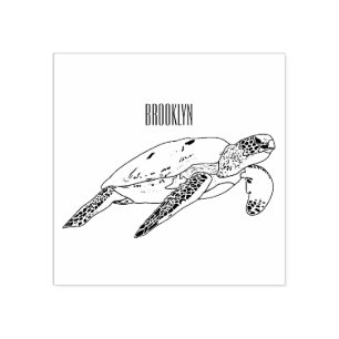 Carimbo De Borracha Ilustração de desenho animado de tartaruga marinha