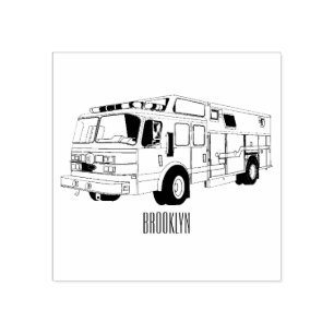 Carimbo De Borracha Ilustração de desenho animado do motor de incêndio