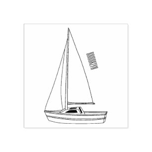 Carimbo De Borracha Ilustração de desenho animado em veleiro