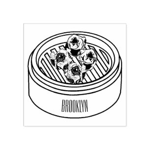 Carimbo De Borracha Ilustração de desenho animado Shumai dim sum