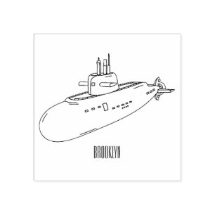 Carimbo De Borracha Ilustração de desenho animado submarino