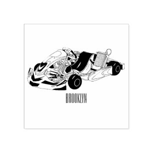 Carimbo De Borracha Ilustração de desenho de corrida de Kart