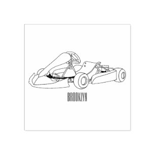 Carimbo De Borracha Ilustração de desenho de corrida de Kart