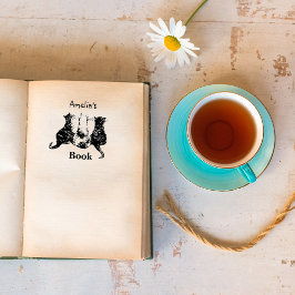 Carimbo De Borracha Ilustração de Gato Negro e Branco Este livro perte