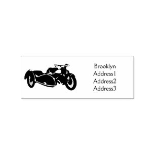 Carimbo De Borracha Ilustração de motocicleta roxa Sidecar