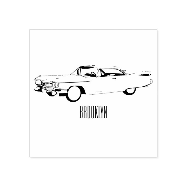 Carimbo De Borracha Ilustração do desenho animado Classic car 1959 (Impressão)