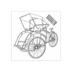 Carimbo De Borracha Ilustração do desenho do rickshaw Ciclo
