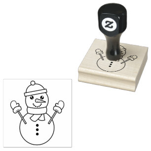 Carimbo De Borracha Ilustração Festiva de Boneco de Neve de Inverno Fo