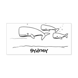 Carimbo De Borracha Imagem das baleias de desenho animado migrante em