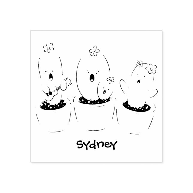 Carimbo De Borracha Imagem de desenho animado cacto cacto cacto cáusti (Impressão)