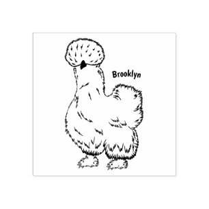 Carimbo De Borracha Imagem de desenho animado de frango Silkie