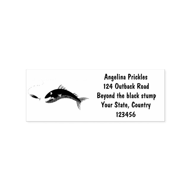 Carimbo De Borracha Imagem de desenho animado de pesca com fome de pei (Impressão)