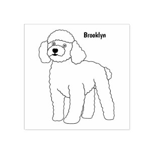 Carimbo De Borracha Imagem de desenho animado de poodle marrom feliz