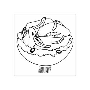 Carimbo De Borracha Imagem do desenho animado do bagel de salmão