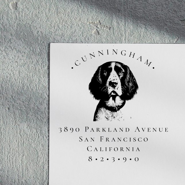 Carimbo De Borracha Inglês Springer Spaniel Pet Dog Endereço de Devolu (Criador carregado)