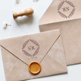 Carimbo De Borracha Iniciais de Trendy Wedding Ornamental sofisticada