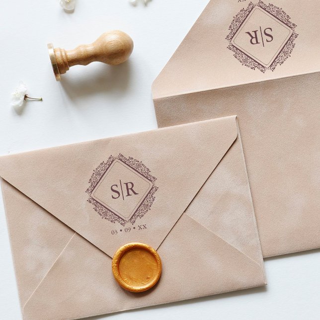 Carimbo De Borracha Iniciais de Trendy Wedding Ornamental sofisticada (Criador carregado)
