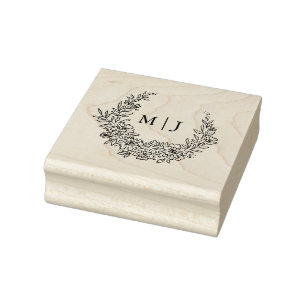 Carimbo De Borracha Iniciais Delicados de Flower Wreath