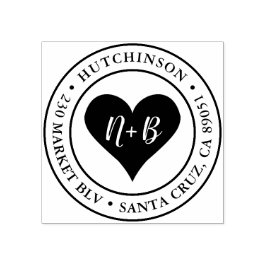 Carimbo De Borracha Iniciais do Coração | Endereço de devolução de cas