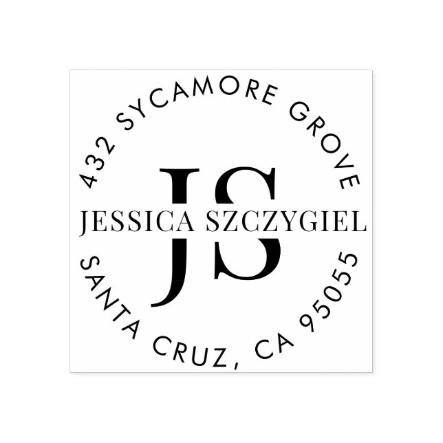 Carimbo De Borracha Iniciais do Monograma Personalizado Nome do Cheio  (Impressão)