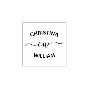 Carimbo De Borracha Iniciais do Nome de Casais Elegantes Casamento