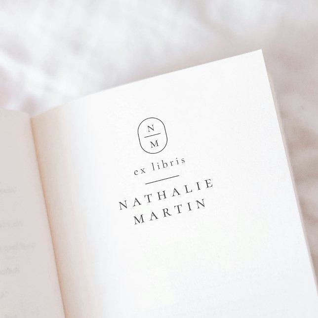 Carimbo De Borracha Iniciais Elegantes Simples Ex Libris Monograma (Rubber Stamp Mock-up)