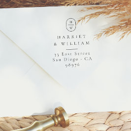 Carimbo De Borracha Iniciais Modernos Endereço de Devolução Monograma