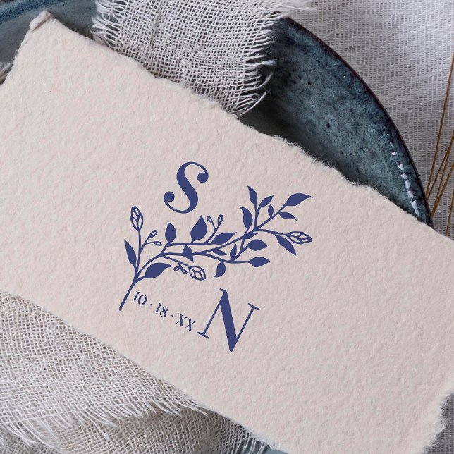 Carimbo De Borracha Iniciais Modernos Flores Selvagens de Casamento Ga (Criador carregado)