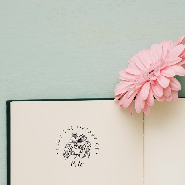 Carimbo De Borracha Iniciais Personalizados de Livros de Biblioteca de (Criador carregado)